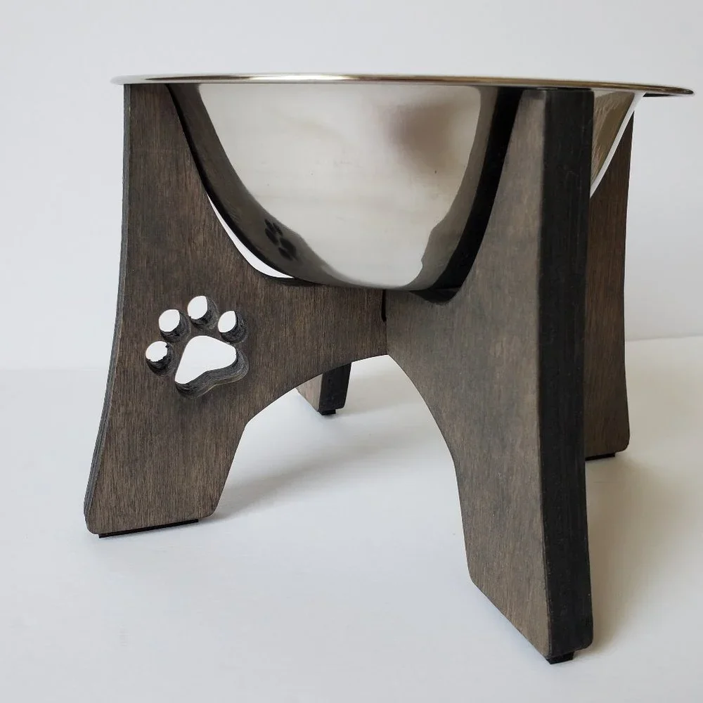 Raised Cat or Small Dog Feeder Stand wood crafted